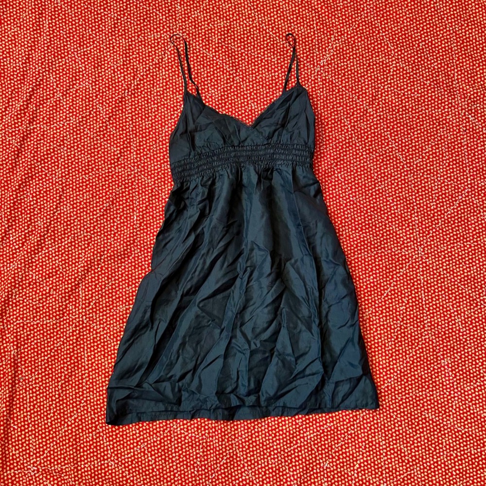 Old Navy Vintage 2000s 100% Silk Black Babydoll Mini Dress Small